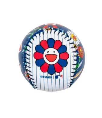 Takashi Murakami-designed commemorative baseball featuring colorful floral motifs, celebrating the M.