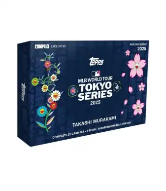 Takashi Murakami x MLB Tokyo Series trading card box set, collectible baseball cards 2025.
