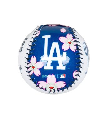 Limited edition Takashi Murakami Dodgers baseball with cherry blossom design.