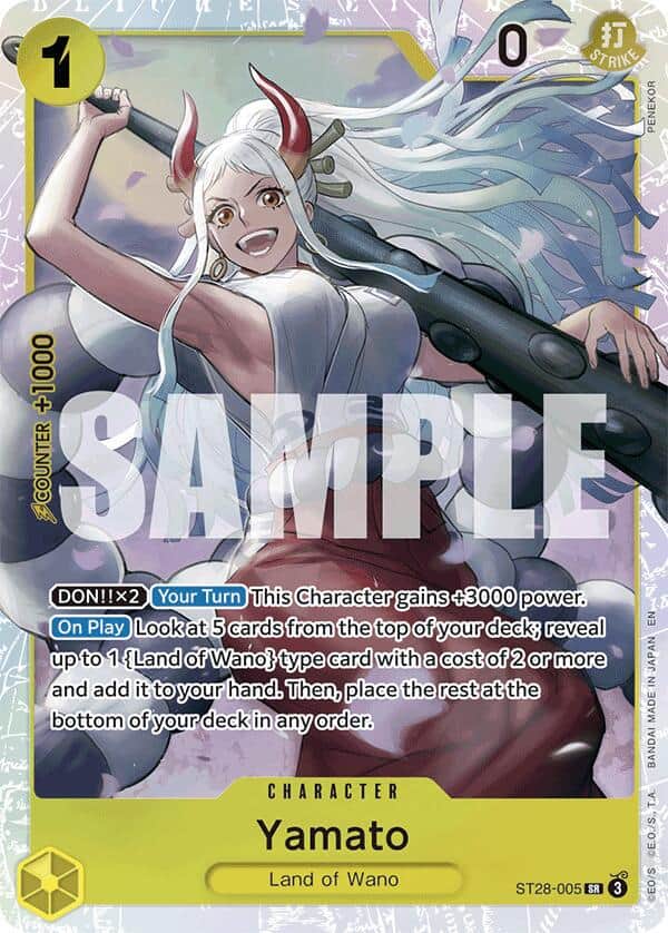 Yellow Yamato ST-28 Starter Deck - Japanese Edition - One Piece Card Game Yamato character card from One Piece starter deck, Land of Wano, Japanese edition.