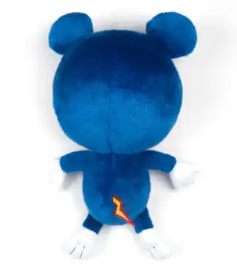 Plush toy inspired by Takashi Murakami's art, featuring vibrant colors and playful design.