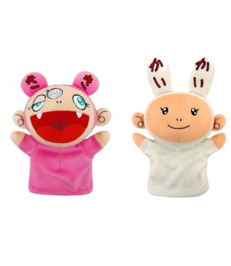Cute Murakami-inspired plush puppets of KaiKai and KiKi characters. Perfect collectible art toys for.
