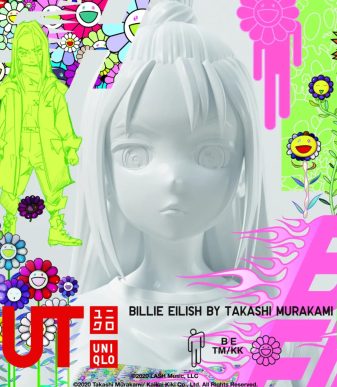 Limited edition Takashi Murakami x Billie Eilish Uniqlo keychain with vibrant floral design.