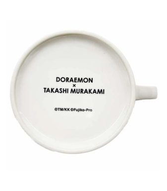Takashi Murakami x Doraemon ceramic mug with blue sky design, collectible art piece.