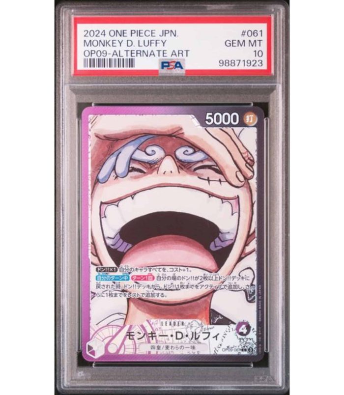 Monkey D. Luffy 2024 One Piece Japanese card in PSA 10 condition, featuring vibrant artwork and coll.