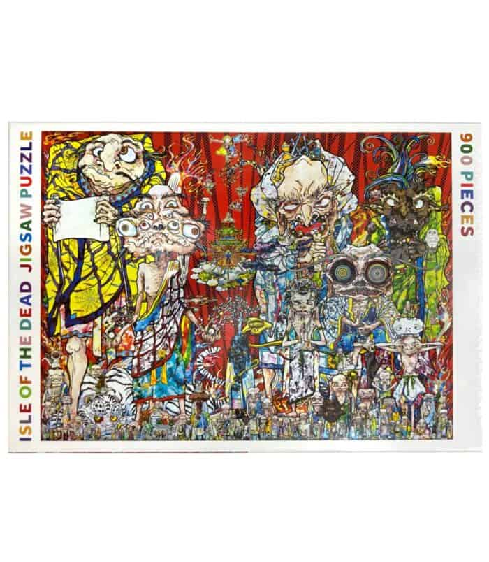 Colorful Takashi Murakami Isle of the Dead jigsaw puzzle with 900 pieces.