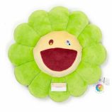 Green flower plush cushion inspired by Takashi Murakami's art, 60 cm size.