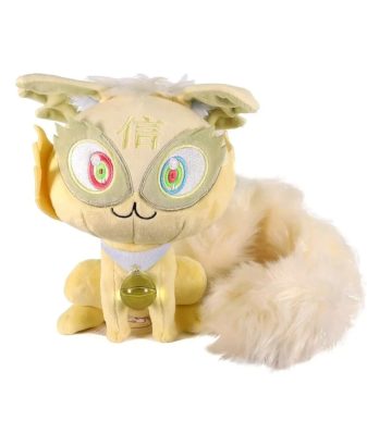 Cute Takashi Murakami Kakai Kiki plush doll with colorful eyes and fluffy tail.