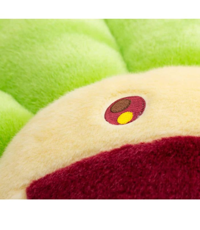 Soft plush Takashi Murakami green flower cushion pillow, 60 cm size.