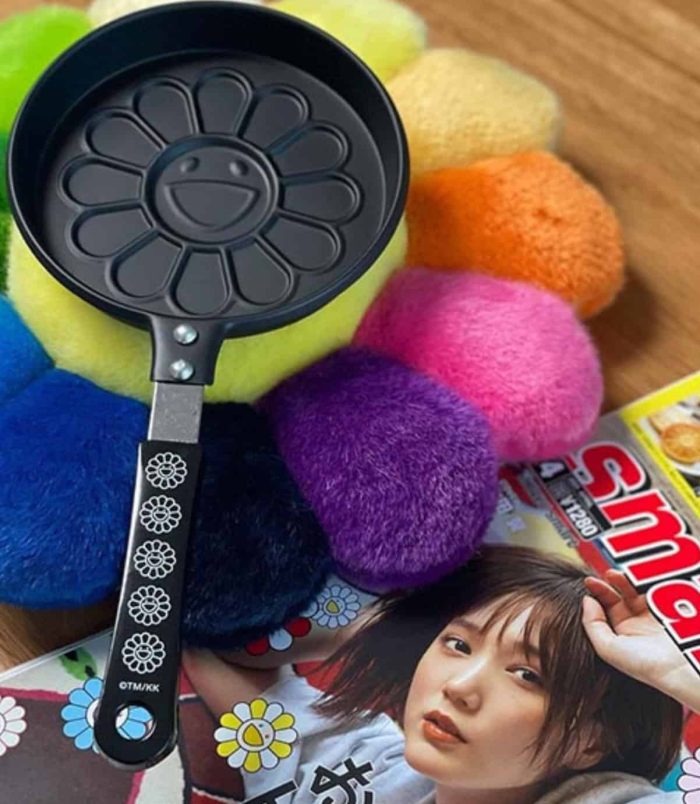 Takashi Murakami Flowers Pancake Maker - 2021 Pancake maker featuring Murakami's flower design with a black handle.