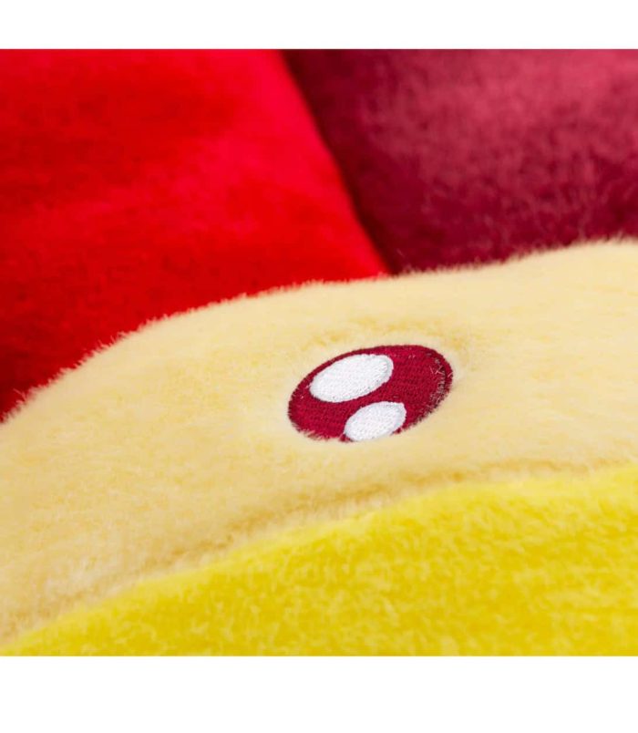 Takashi Murakami Red Yellow Flower Cushion Plush Cushion pillow inspired by Takashi Murakami's iconic flower design, featuring vibrant red and yellow.