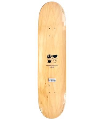 Takashi Murakami Iikoto-chan skateboard deck with cartoon characters and wood finish.