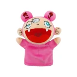 Kiki Puppet Pink plush toy inspired by Takashi Murakami's art, featuring vibrant colors and playful.