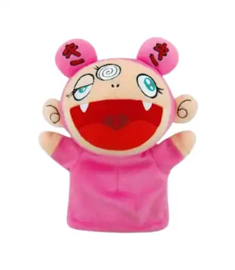 Kiki Puppet Pink plush toy inspired by Takashi Murakami's art, featuring vibrant colors and playful.