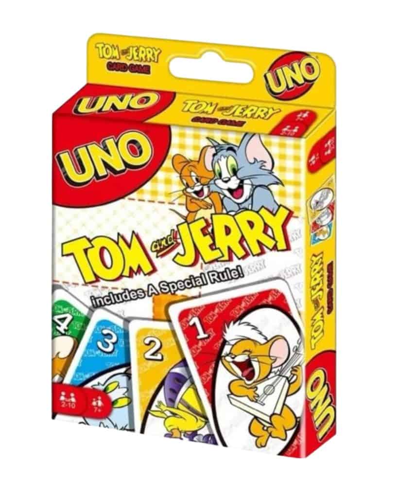 UNO Tom and Jerry x Mattel collectible card game featuring iconic characters.
