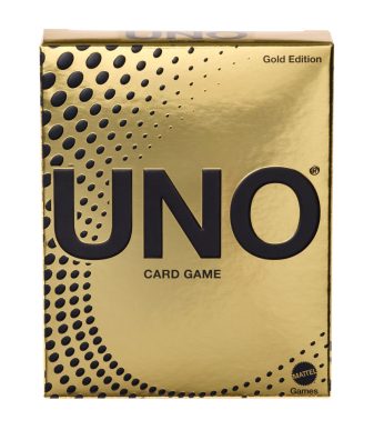 UNO Card Game Gold Edition, collectible edition with a luxurious gold design, perfect for fans and c.