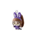 Adorable plush keychain featuring a bunny girl with purple ears and brown hair, perfect for collecto.
