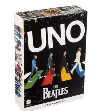 UNO Canvas The Beatles Card Game with iconic album cover art by The Beatles, perfect for fans and co.