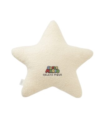 Star-shaped Super Mario cushion for cozy decor.
