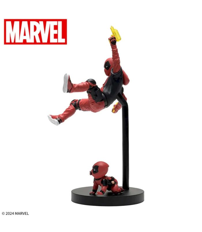 Deadpool and Wolverine Kidpool and Babypool Marvel figures on display.