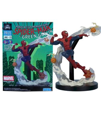 Spider-Man and Green Goblin action figures from Marvel's premium collection, perfect for collectors.