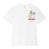 White Billie Eilish x Takashi Murakami graphic T-shirt with floral design.