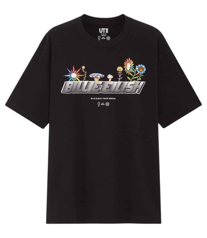 Billie Eilish x Takashi Murakami Flower Logo T-Shirt Black Billie Eilish x Takashi Murakami collaboration T-shirt with vibrant floral design.