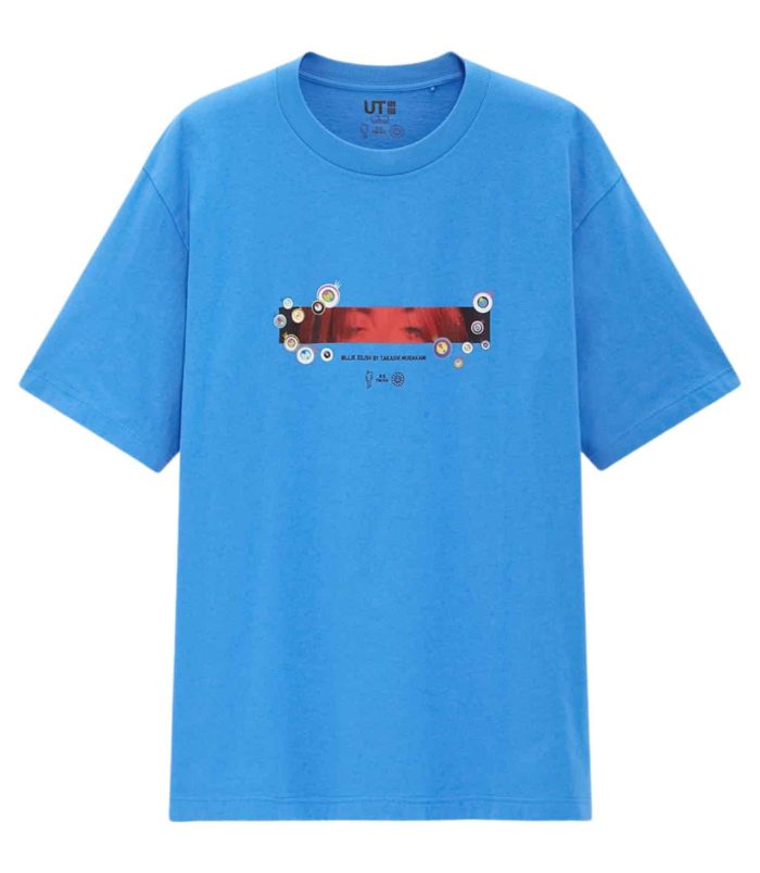 Billie Eilish x Takashi Murakami T-Shirt Blue Billie Eilish x Takashi Murakami themed T-shirt with graphic design.