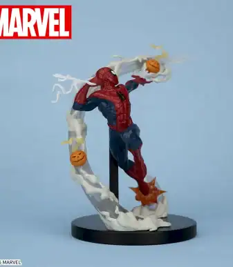 High-quality Spider-Man and Goblin action figure with dynamic pose and Halloween-themed accessories.