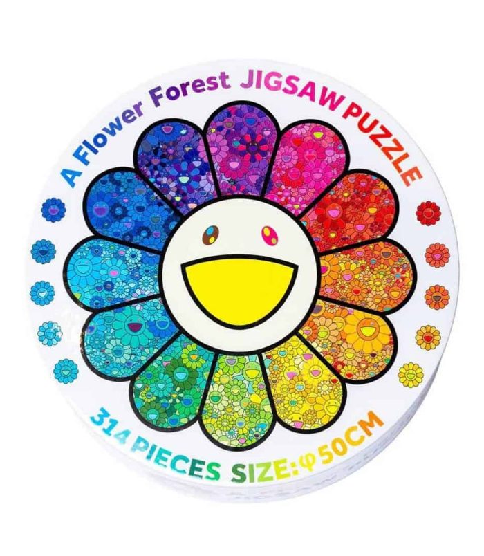 Flower Forest Jigsaw Puzzle - 514 Pieces, 50cm Colorful flower-themed jigsaw puzzle with smiling face, 514 pieces, 50cm size.