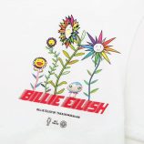 Colorful floral illustration inspired by Billie Eilish by Takashi Murakami, featuring vibrant, whimsical flowers with smiling faces and playful design elements.