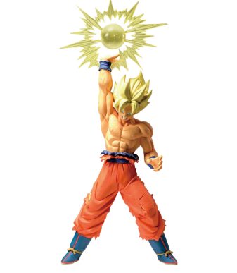 Goku action figure from Banpresto, featuring Super Saiyan form with energy attack.