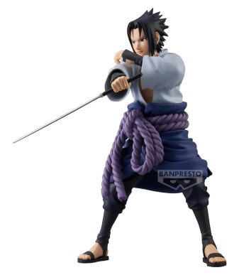 Sasuke Uchiha Grandista figure from Naruto Shippuden by Banpresto, detailed collectible anime statue.