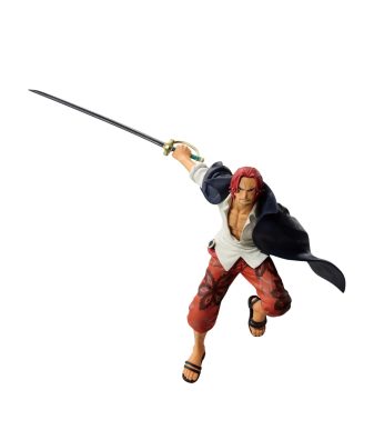 Shanks One Piece collectible figure with sword, detailed design, and dynamic pose.