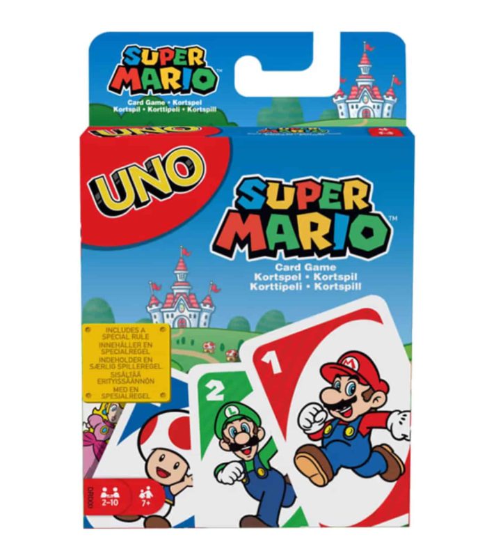 Super Mario themed UNO card game for kids and families, colorful and fun.