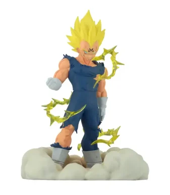 Majin Vegeta action figure from Dragon Ball Z with lightning effects.