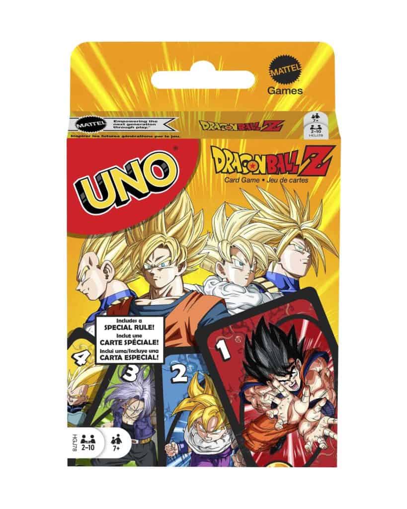 Dragon Ball Z themed UNO card game with iconic characters and vibrant design, perfect for collectors.