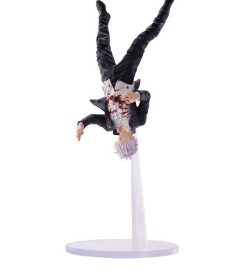 Satoru Gojo figure from Jujutsu Kaisen with Reversal Red design, displayed on a stand.