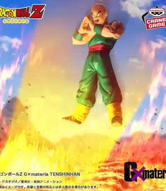 Action figure of Tenshinhan from Dragon Ball Z with energy blast effect.
