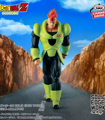 Android 16 figure from Dragon Ball Z, Solid Edge Works, Banpresto, detailed collectible.