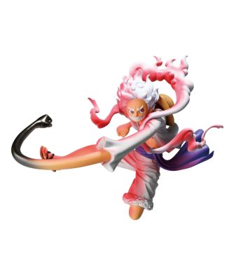Luffy Gear 5 action figure from One Piece, detailed collectible by Banpresto.