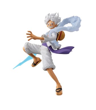 Monkey D. Luffy Gear 5 DXF figure from One Piece, detailed collectible by Banpresto.