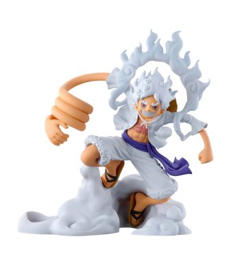Monkey D. Luffy Gear 5 figure from One Piece by Banpresto, detailed collectible toy.