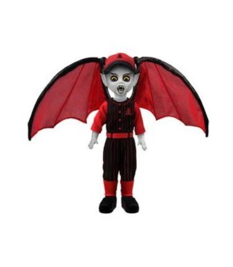 Doll figure of Desmodus from Living Dead Dolls Series 21, featuring vampire bat wings and detailed h.