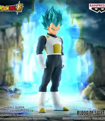 Vegeta Dragon Ball Super action figure with energy aura, perfect for collectors and fans.