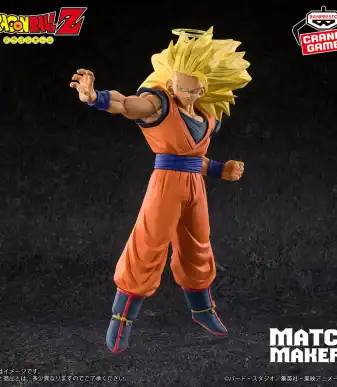 Goku Super Saiyan 3 action figure from Dragon Ball Z by Banpresto, detailed and dynamic pose.
