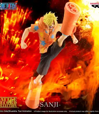 Sanji action figure from One Piece, featuring dynamic pose and detailed design.