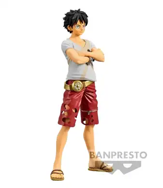 Luffy figure from One Piece Grandline Men series, detailed collectible toy by Banpresto.