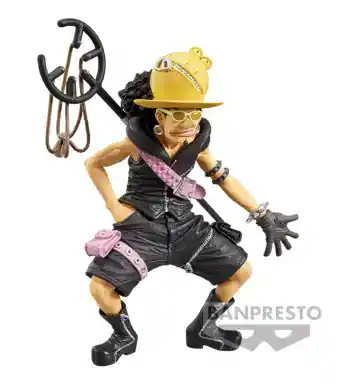 Detailed Usopp DXF figure from One Piece, featuring vibrant accessories and dynamic pose.