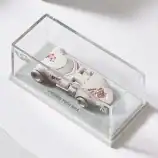Eroded Twin Mill Hot Wheels die-cast car in clear display case, showcasing vintage style and detaile.